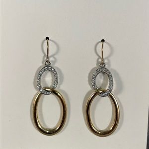 Ralph Lauren Double Oval Gold With Pave Diamond Earrings.